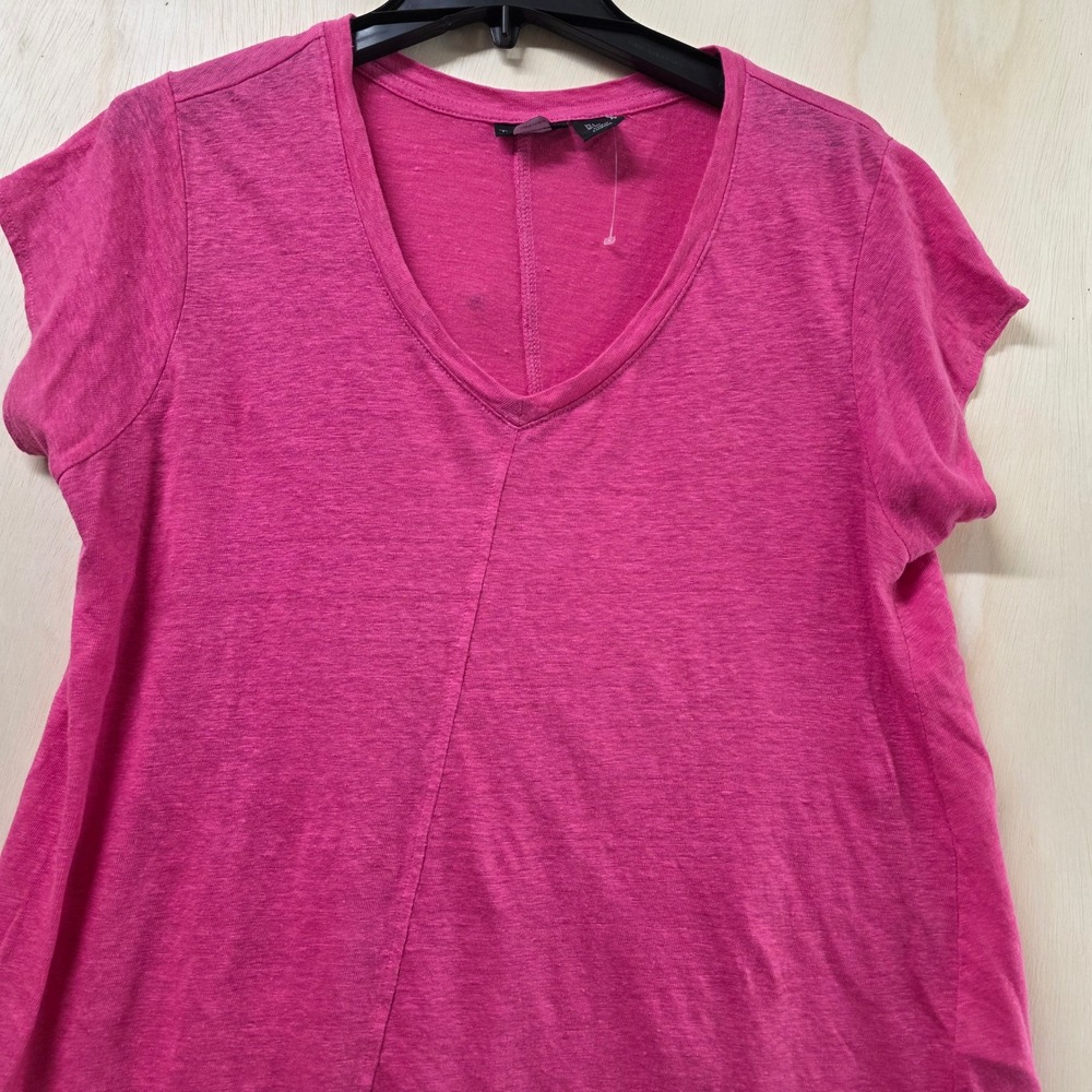 Tahari Womens Pink 100% Linen V-Neck Short Sleeve Seam Detail Top Size L - Picture 8 of 11